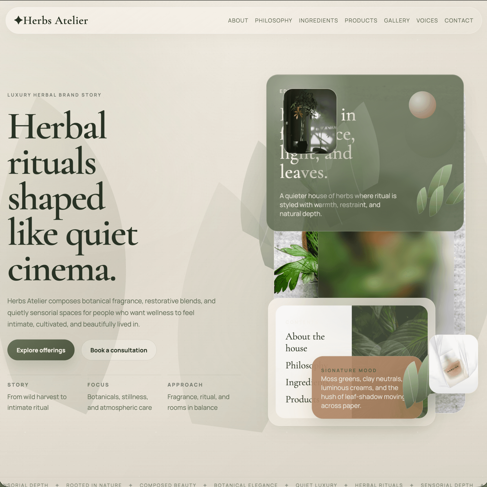 Live capture from Herbs Atelier website